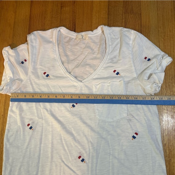 Anthropologie T.La Women's White Embroidered Short Sleeve V-neck Top Sz M (a3 - Picture 5 of 10